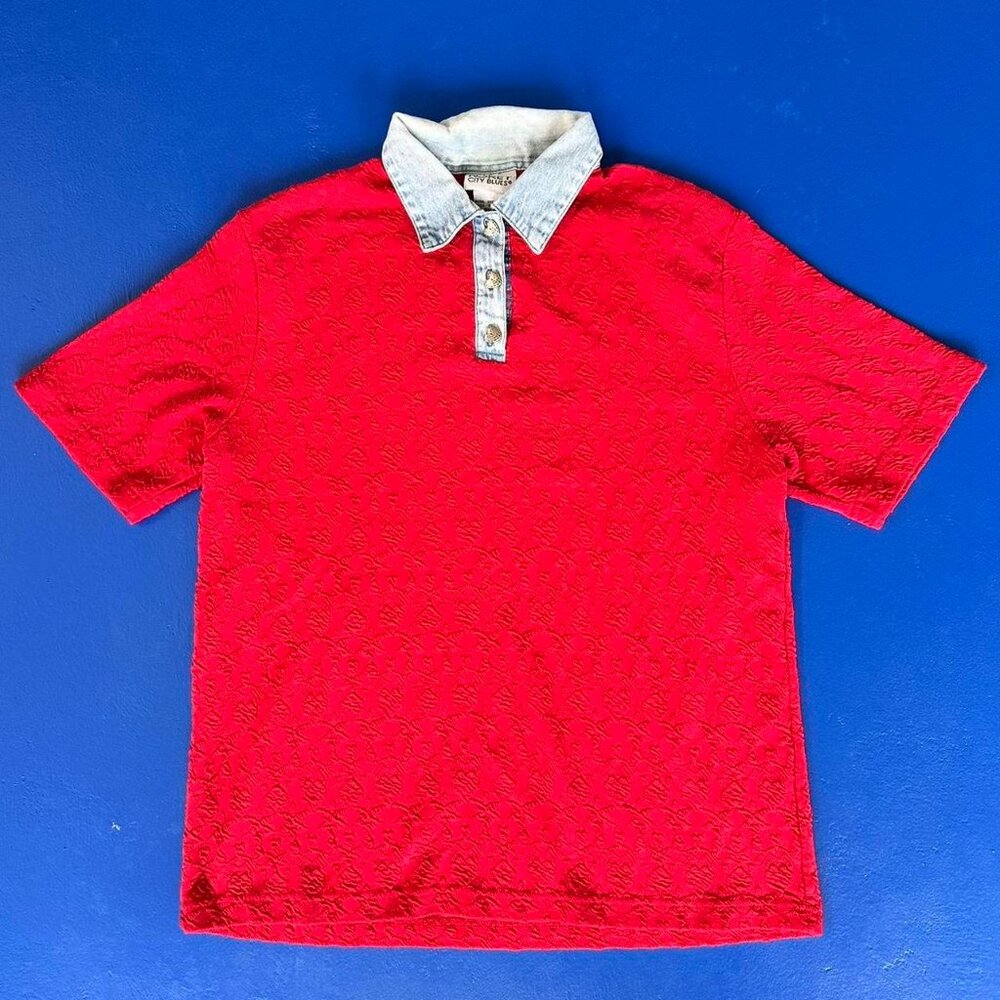VINTAGE 80s TWEE KORET TEXTURED JEAN COLLAR SHIRT⭐️